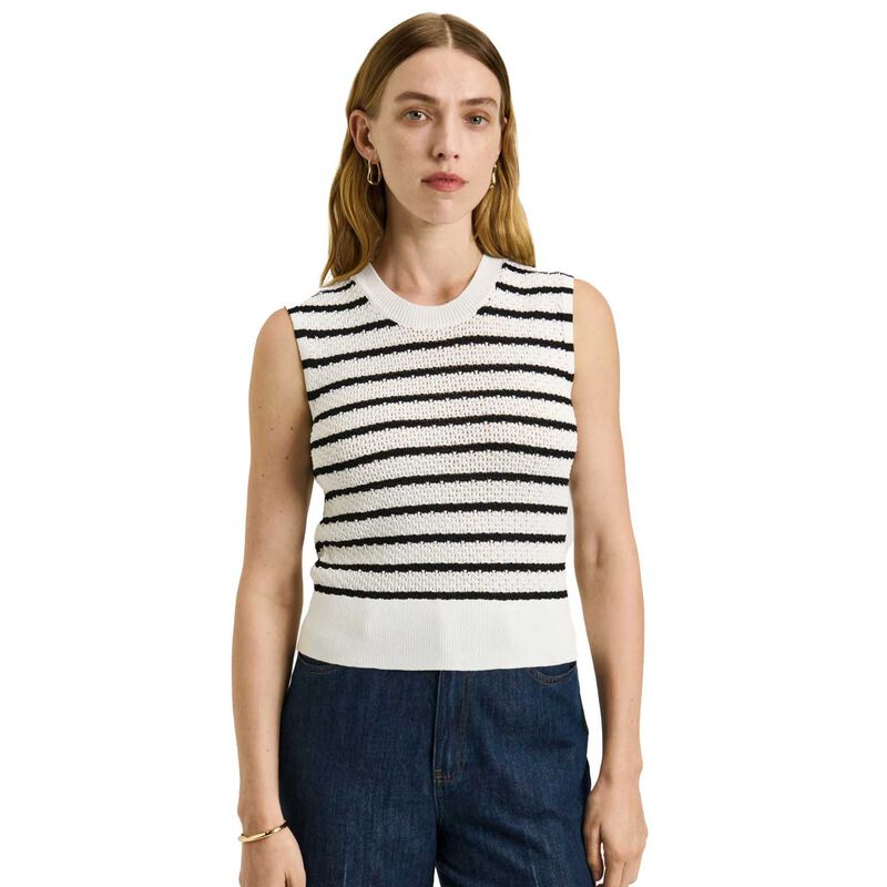Veronika Maine Crochet Stripe Knit Tank image number 0